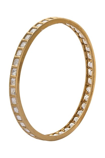 Gold & White Stone Embellished Bangle Set 