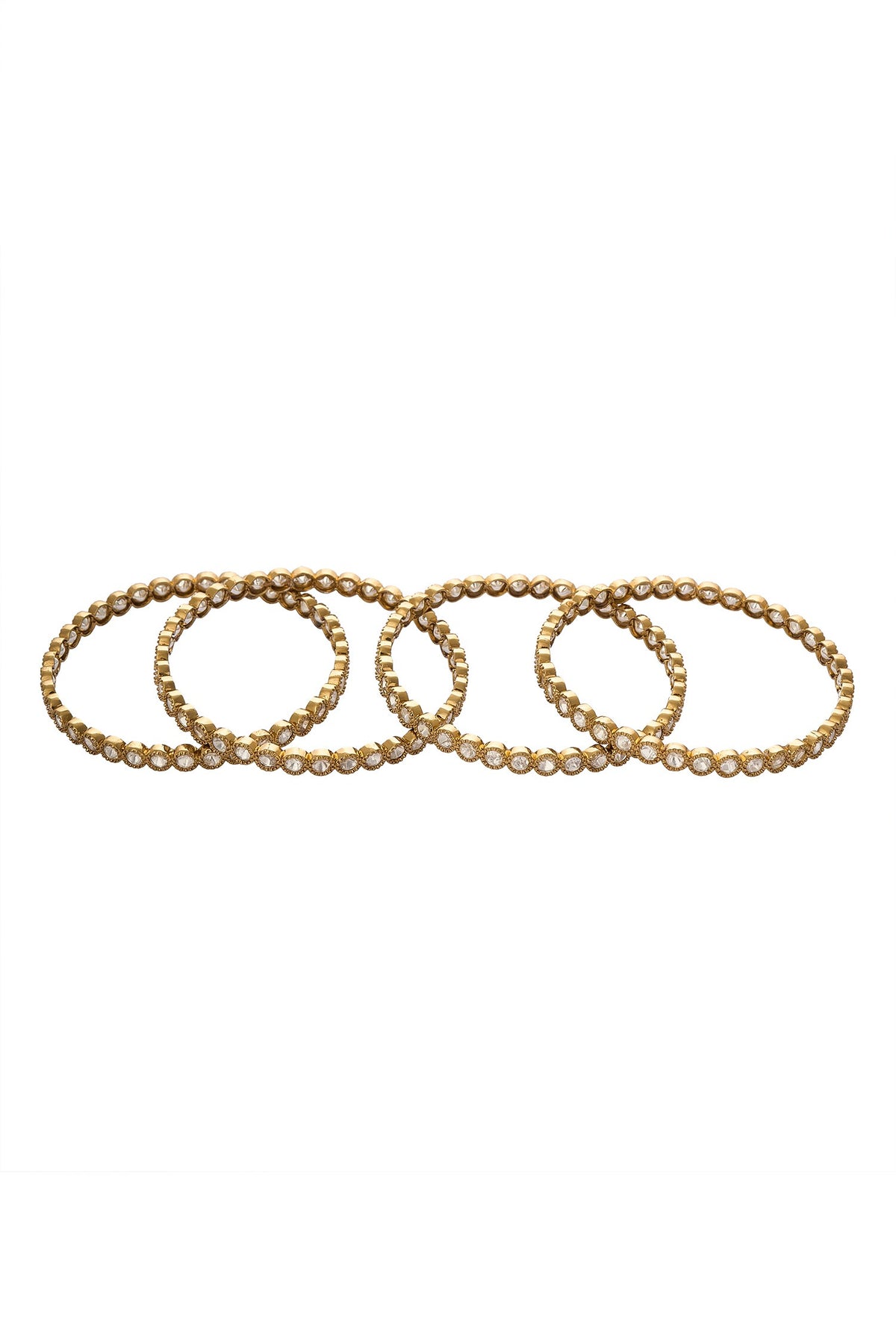 Gold & White Beaded Bangles Set 