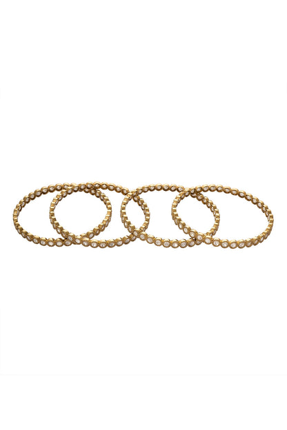 Gold & White Beaded Bangles Set 