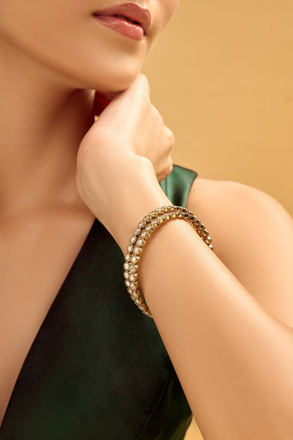 Gold & White Beaded Bangles Set 