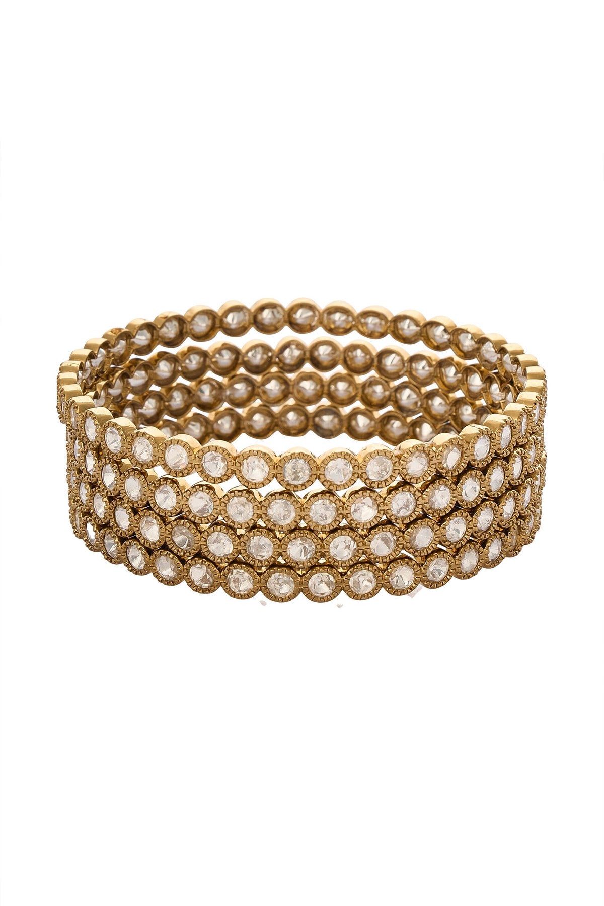 Gold & White Beaded Bangles Set 