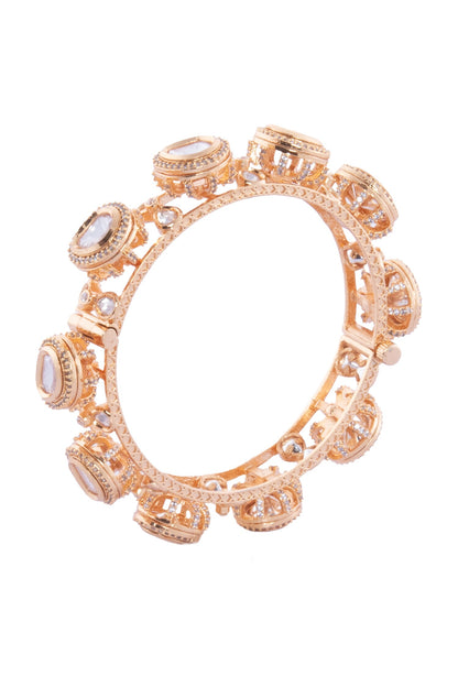 Gold & White Stone Embellished Bangles Set 