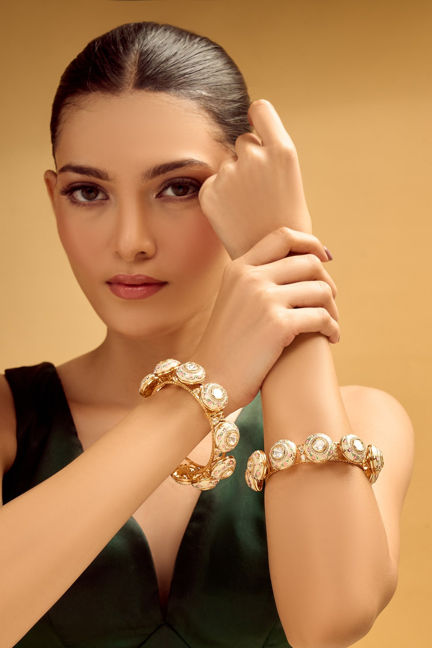 Gold Multicolor Decorative Bangles Set 