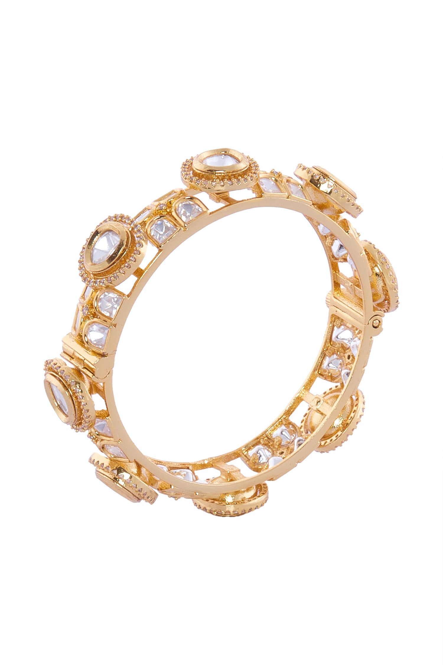 Gold Plated Stone Embellished Bangles Set 