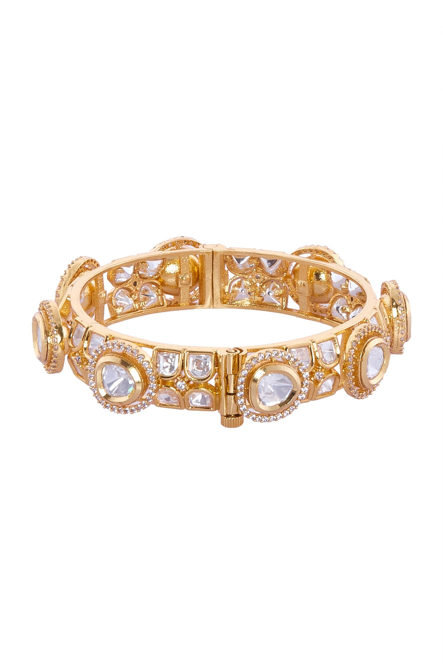 Gold Plated Stone Embellished Bangles Set 