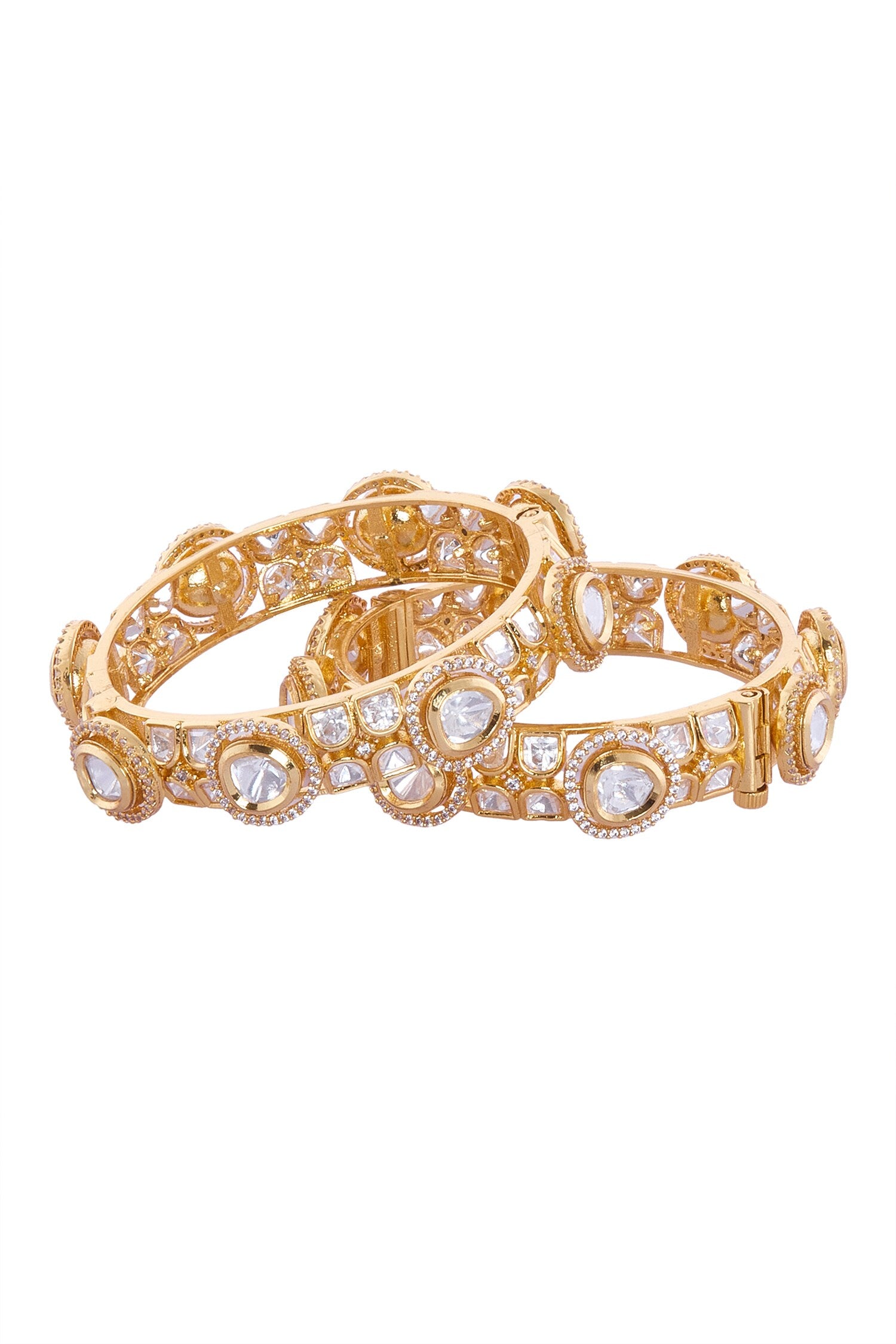 Gold Plated Stone Embellished Bangles Set 