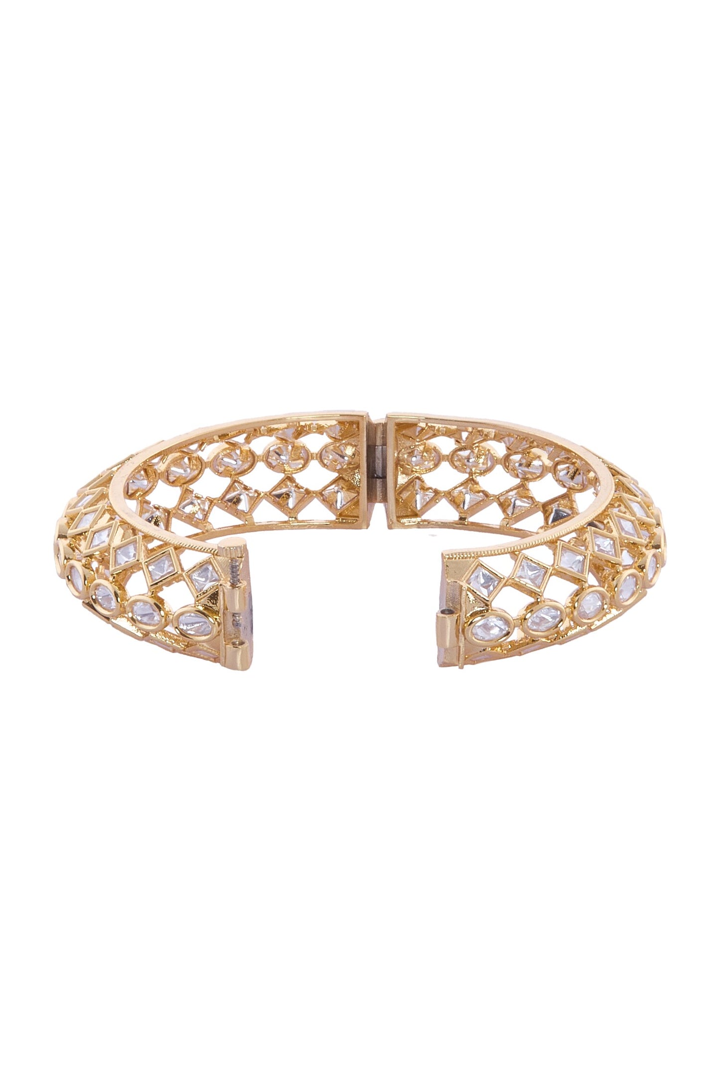 Gold & White Stone Embellished Bangles 