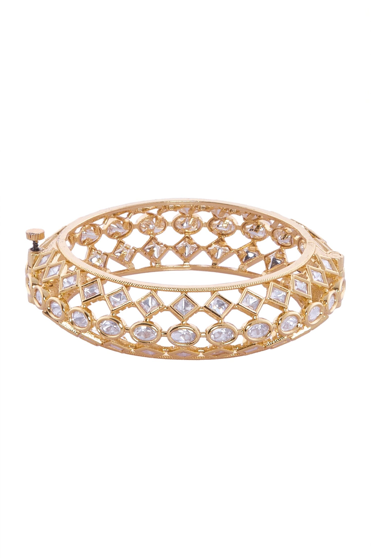 Gold & White Stone Embellished Bangles 