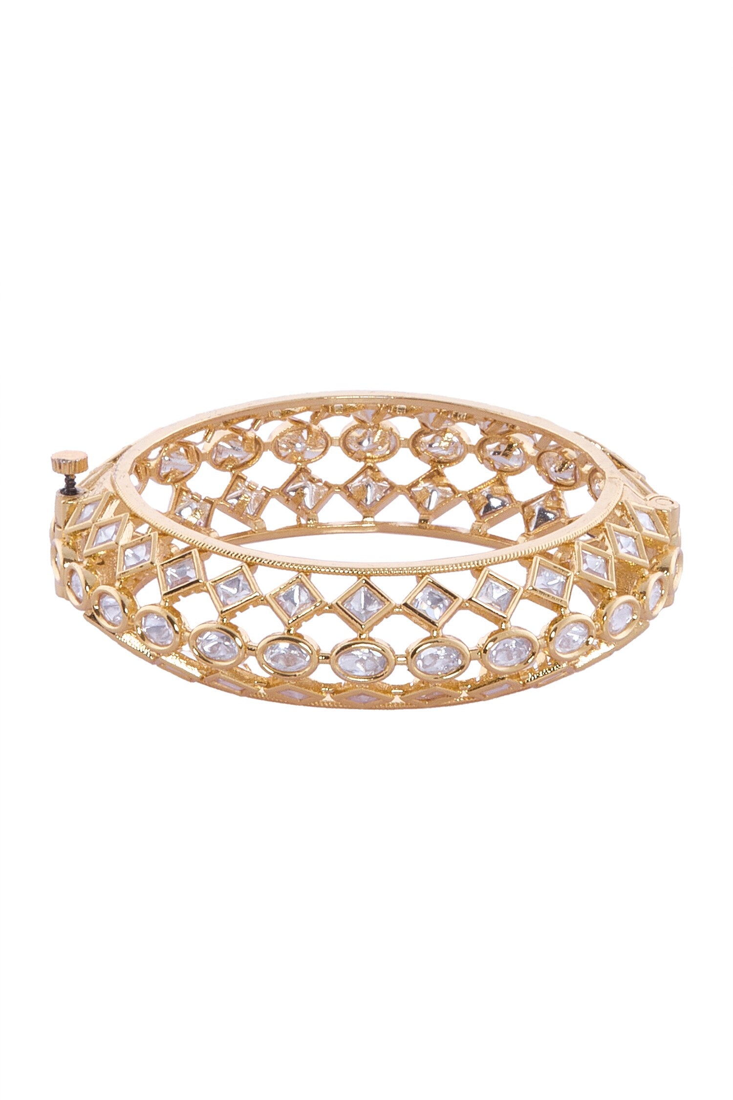 Gold & White Stone Embellished Bangles 