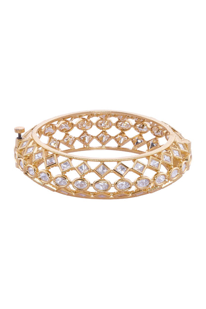 Gold & White Stone Embellished Bangles 