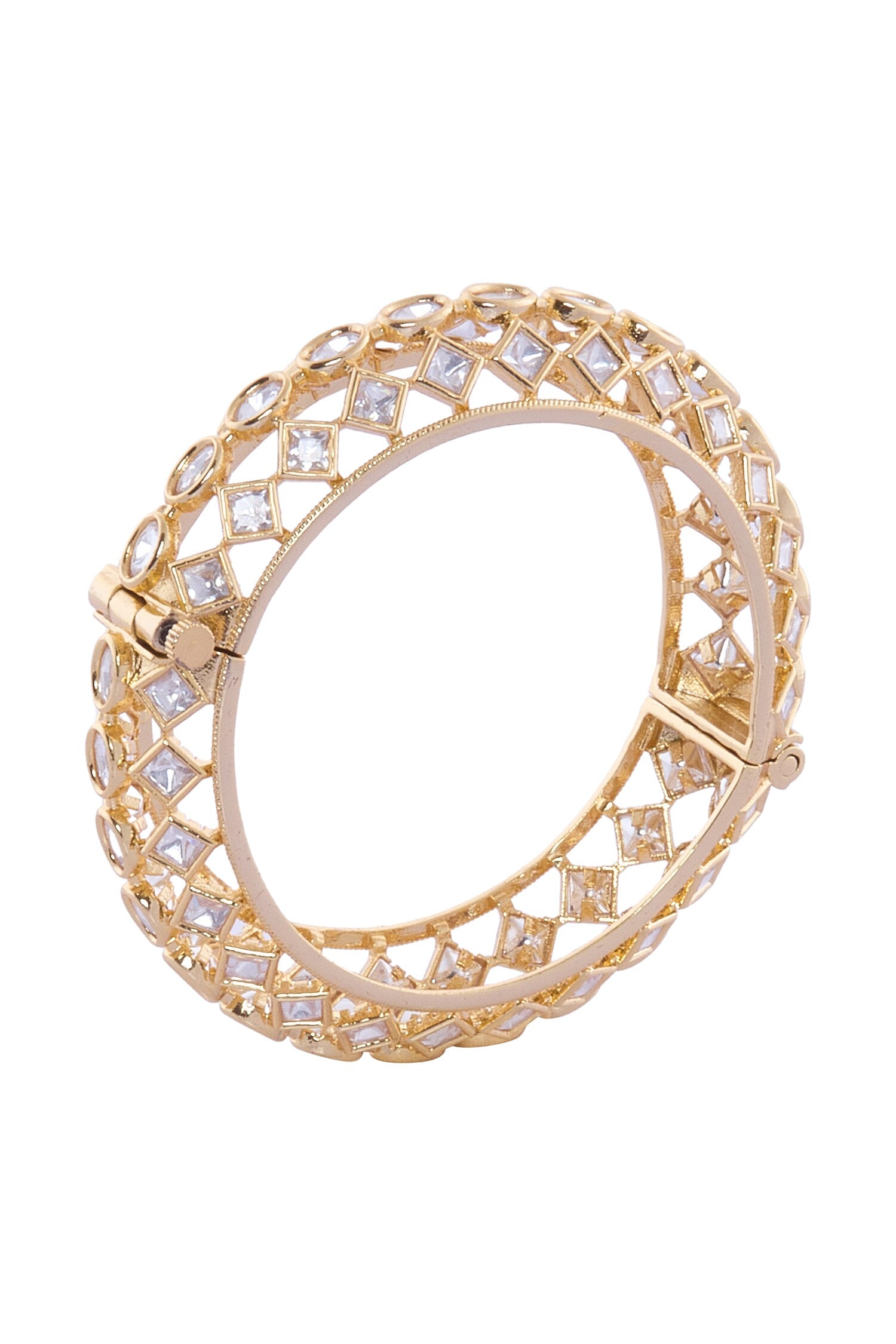 Gold & White Stone Embellished Bangles 
