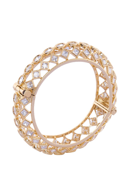 Gold & White Stone Embellished Bangles 