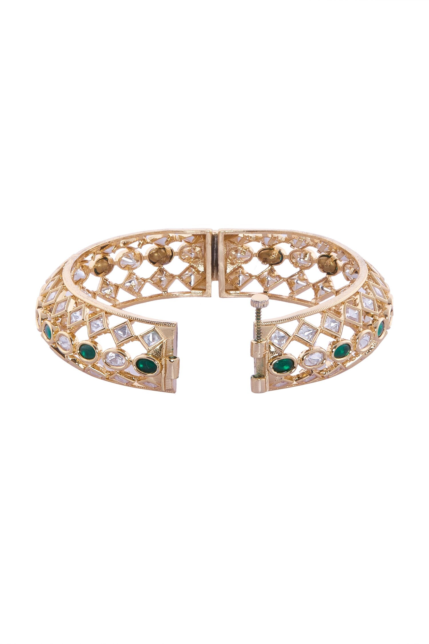 Geometric Design Brass Bangles Set 
