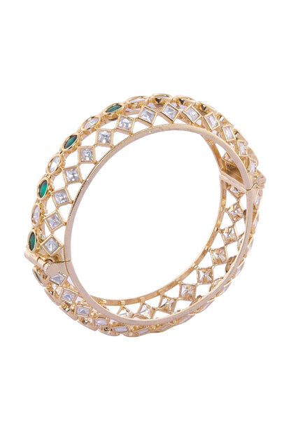 Geometric Design Brass Bangles Set 