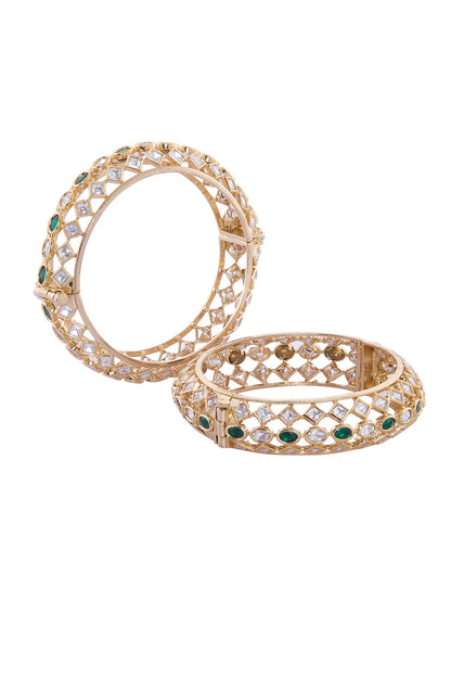 Geometric Design Brass Bangles Set 