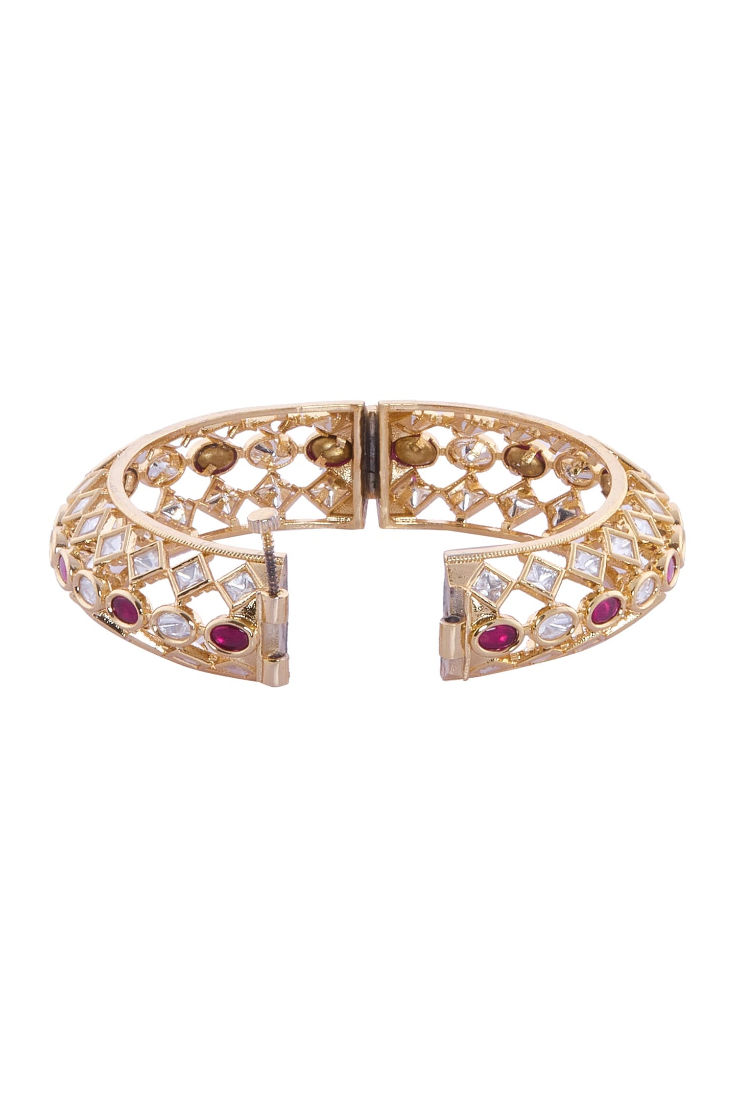Red Gold & White Stone Bangles Set 