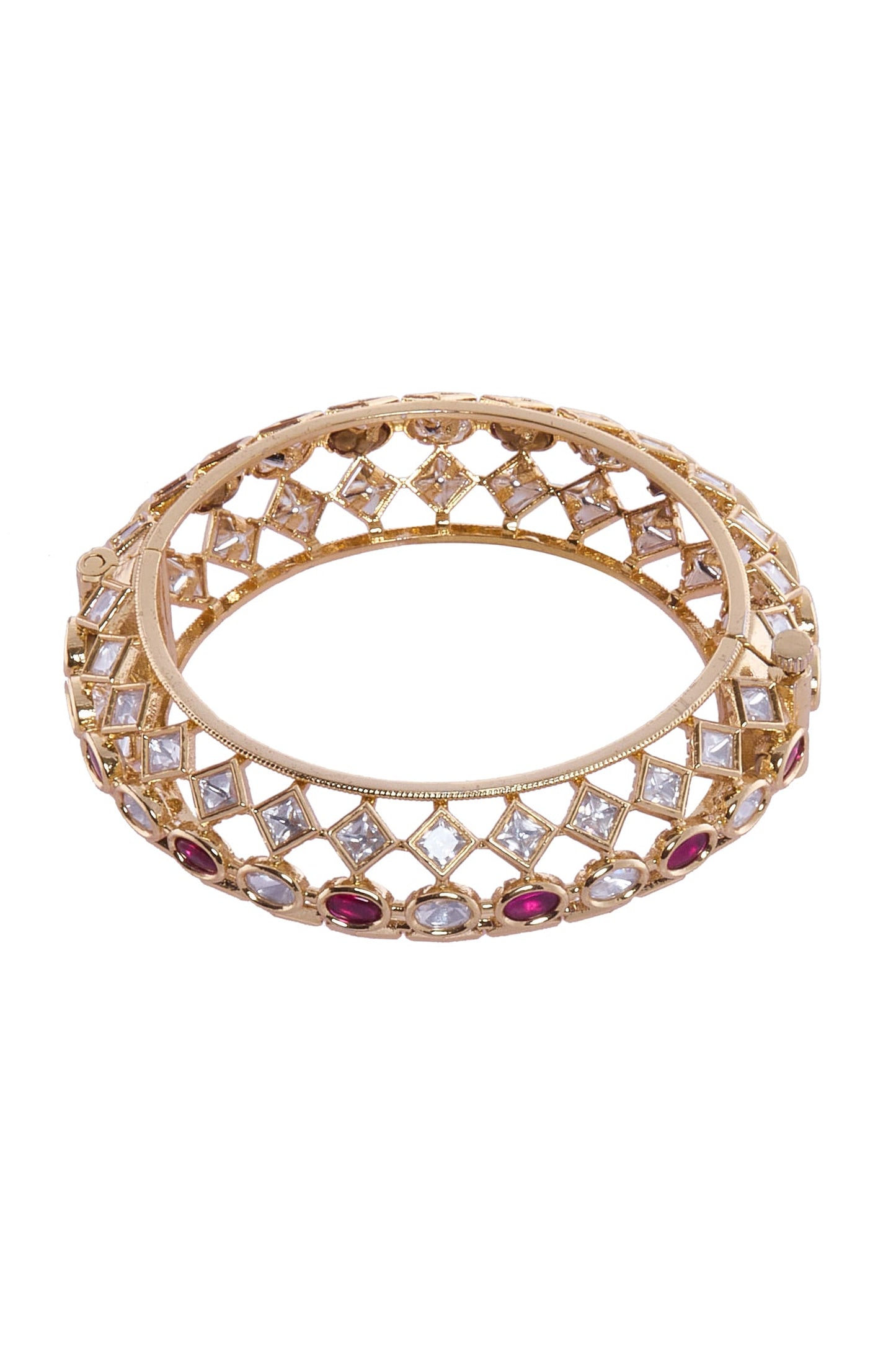 Red Gold & White Stone Bangles Set 
