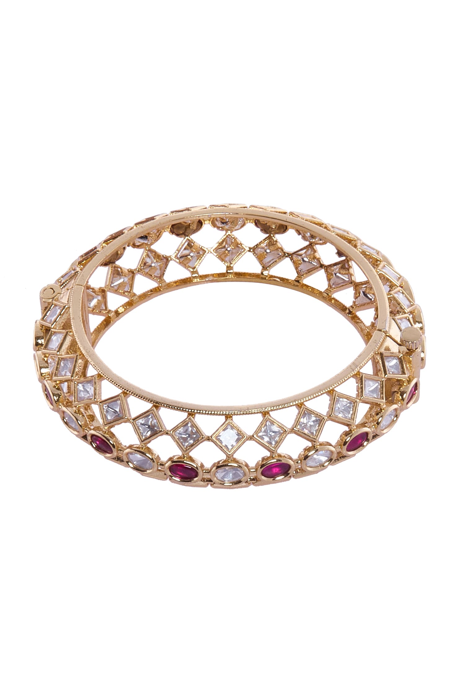 Red Gold & White Stone Bangles Set 