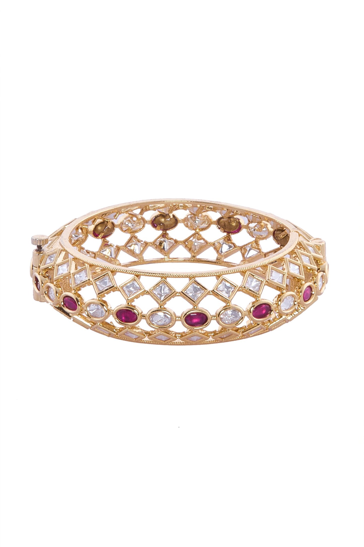 Red Gold & White Stone Bangles Set 