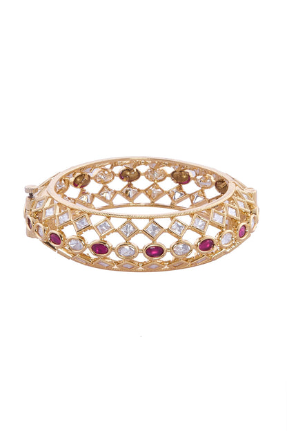 Red Gold & White Stone Bangles Set 