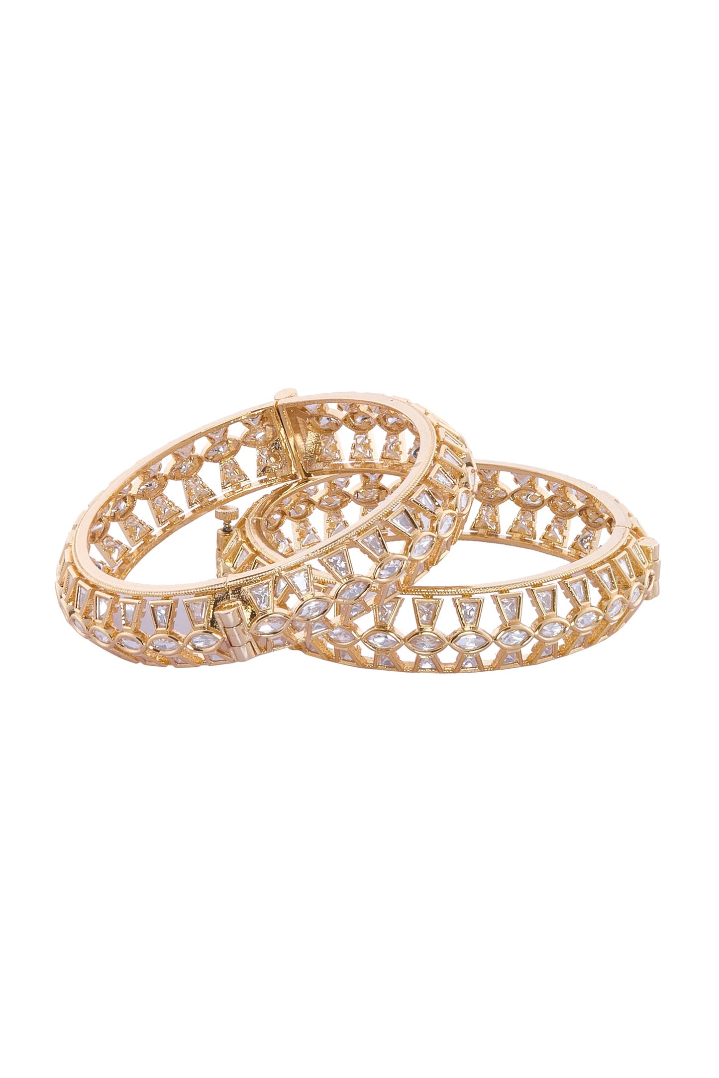 Gold Brass Cutwork Bangle Set 