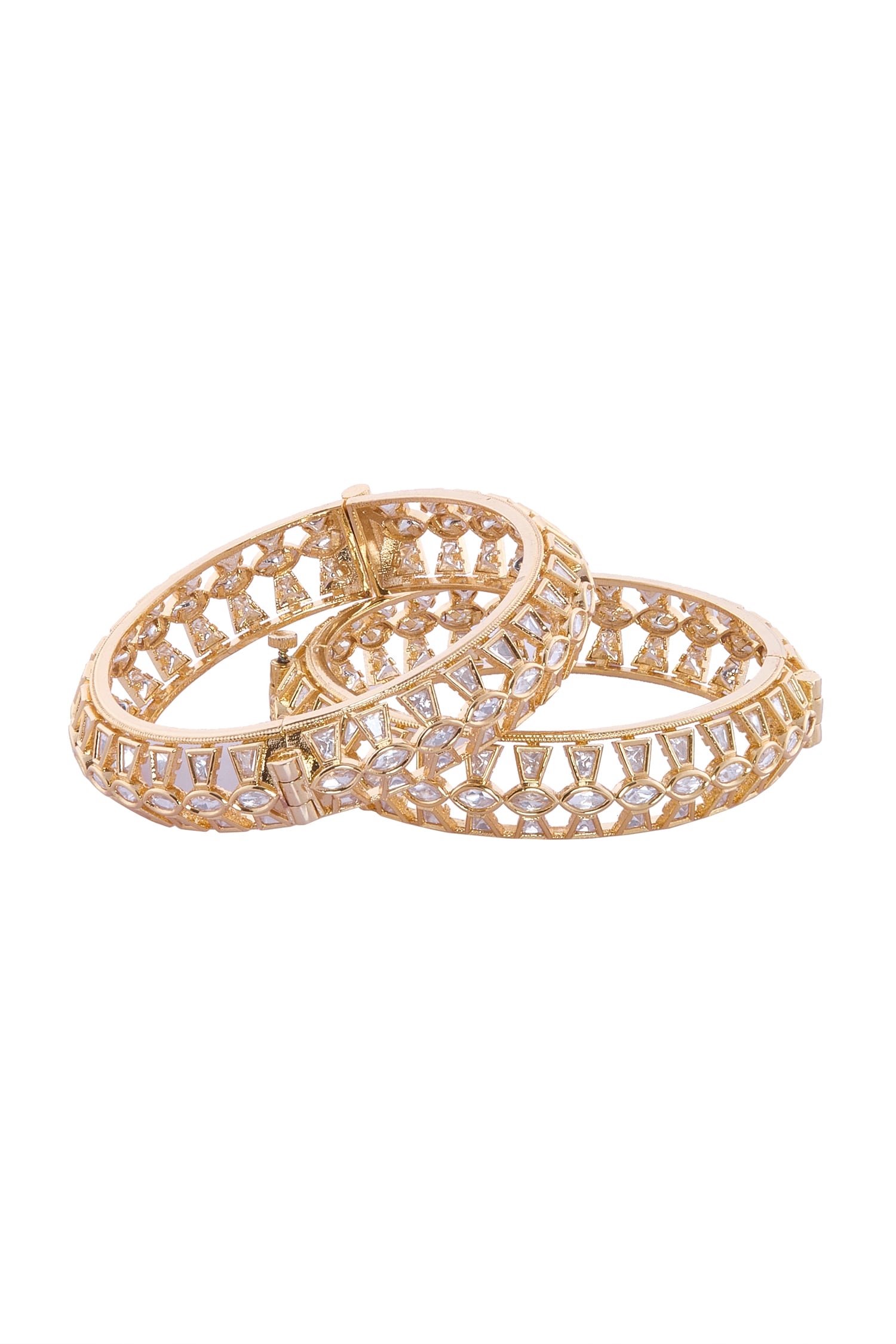 Gold Brass Cutwork Bangle Set 