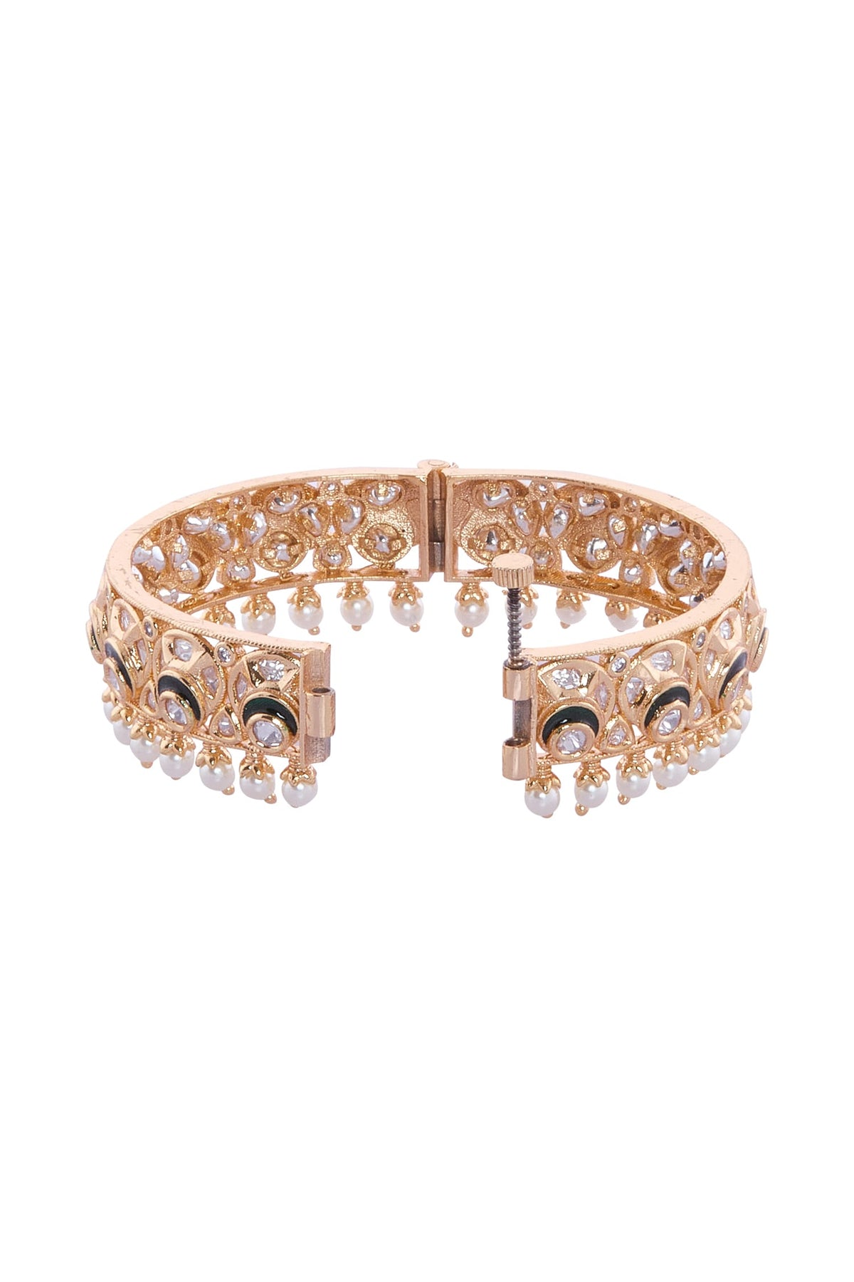 Gold Plated Pearl Embellished Bangles Set 