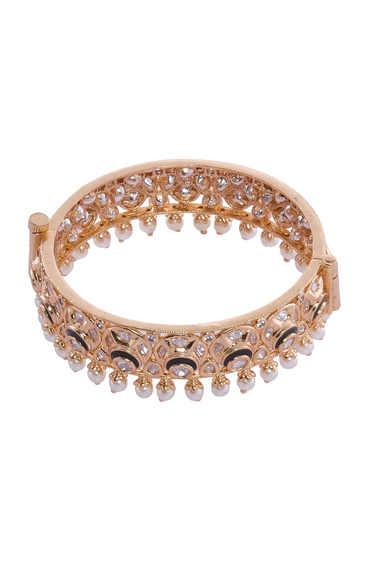 Gold Plated Pearl Embellished Bangles Set 
