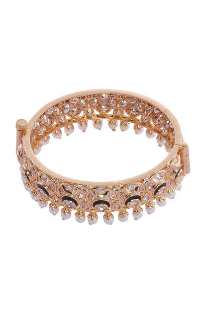 Gold Plated Pearl Embellished Bangles Set 