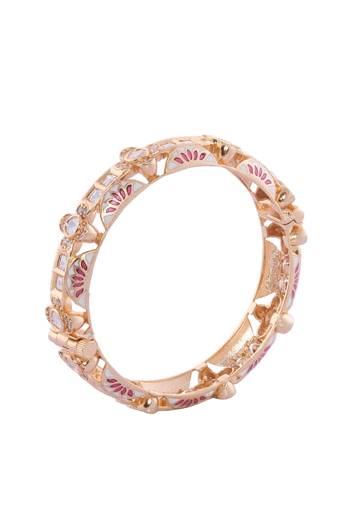 Cream & Red Stone Embellished Bangles 