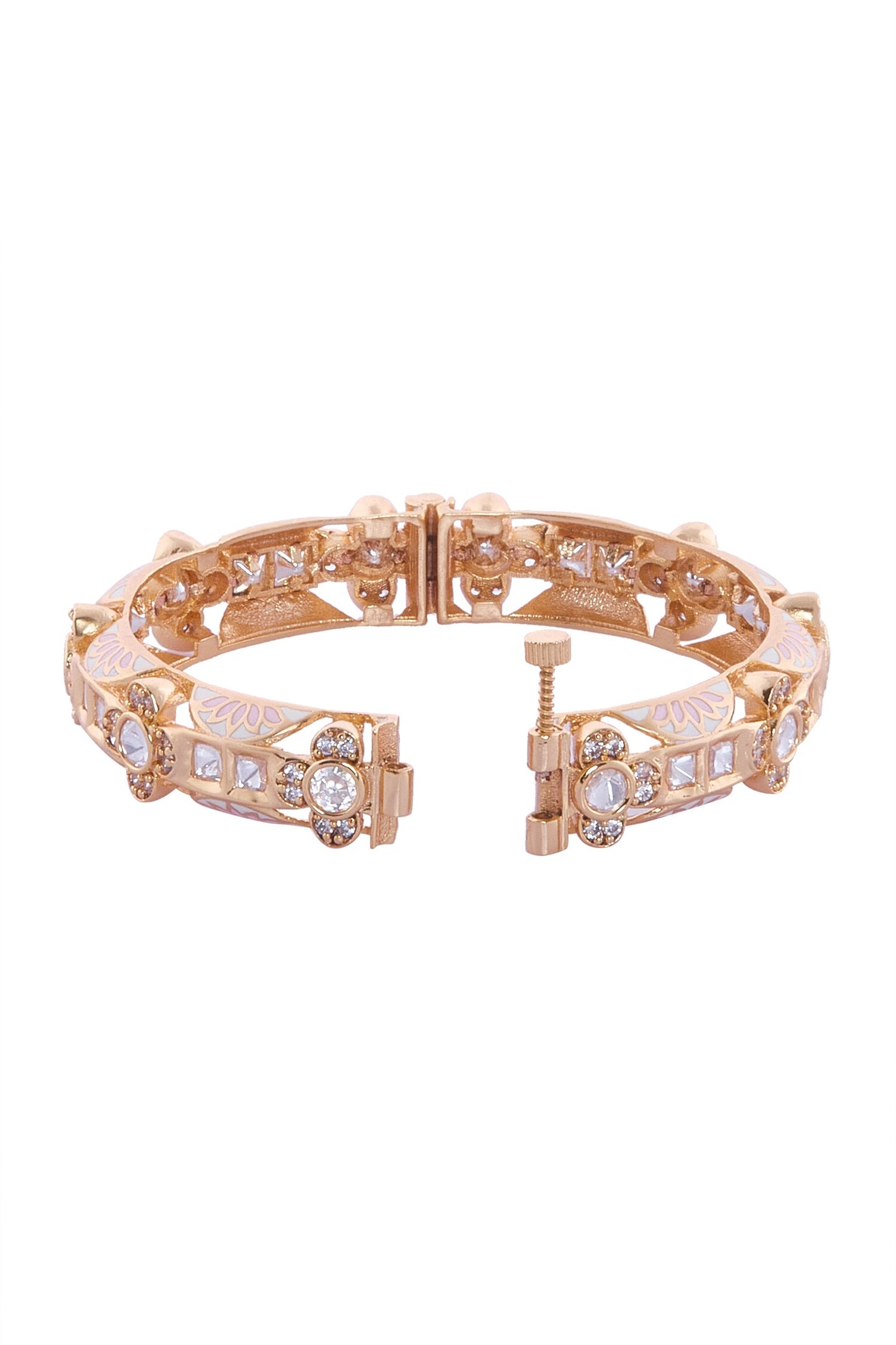 Cream & Pink Brass Bangles Set 