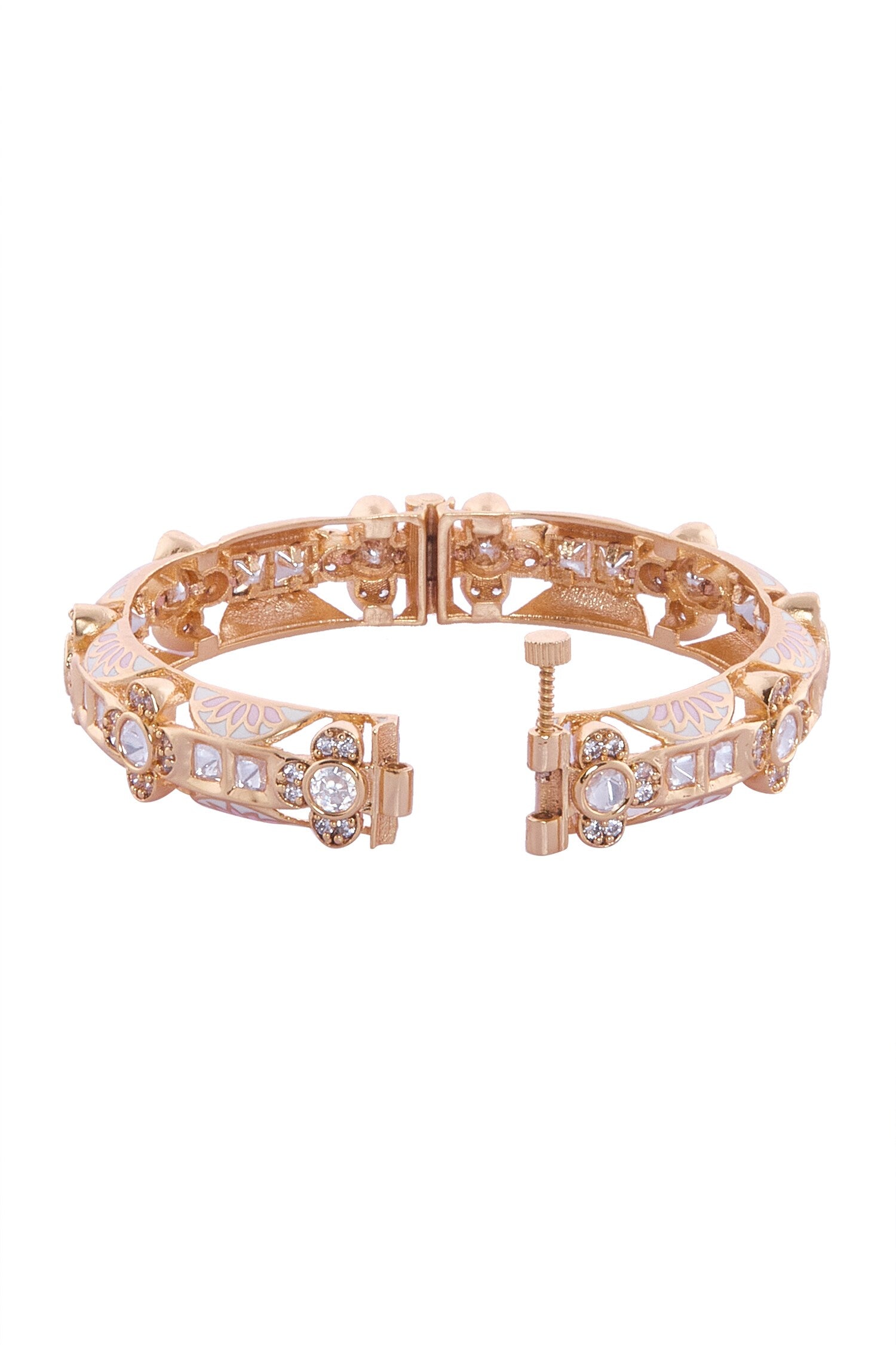 Cream & Pink Brass Bangles Set 
