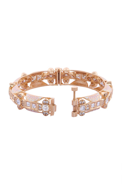 Cream & Pink Brass Bangles Set 