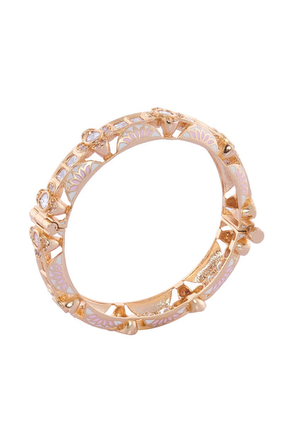 Cream & Pink Brass Bangles Set 