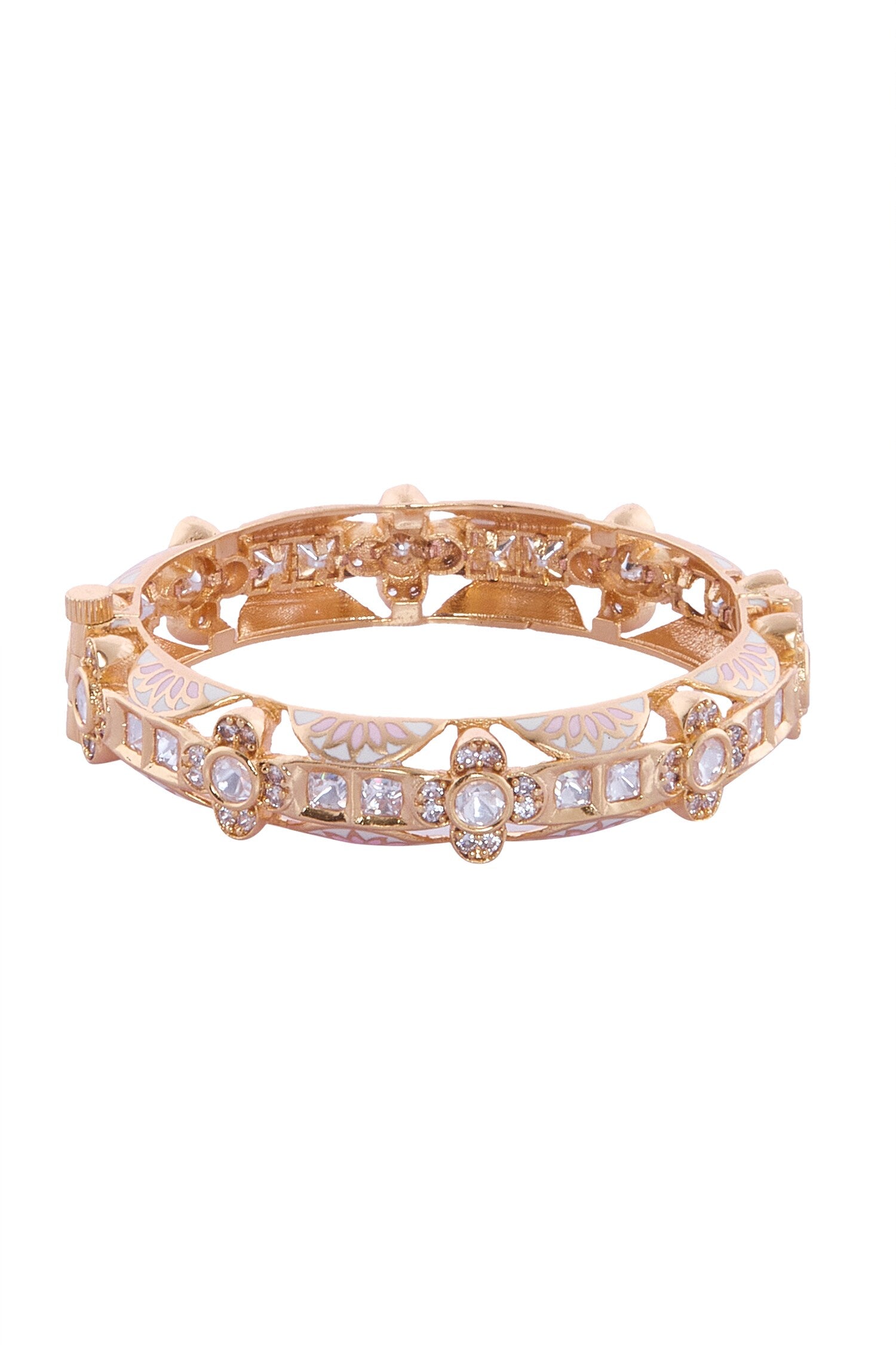 Cream & Pink Brass Bangles Set 