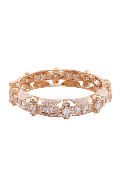 Cream & Pink Brass Bangles Set 