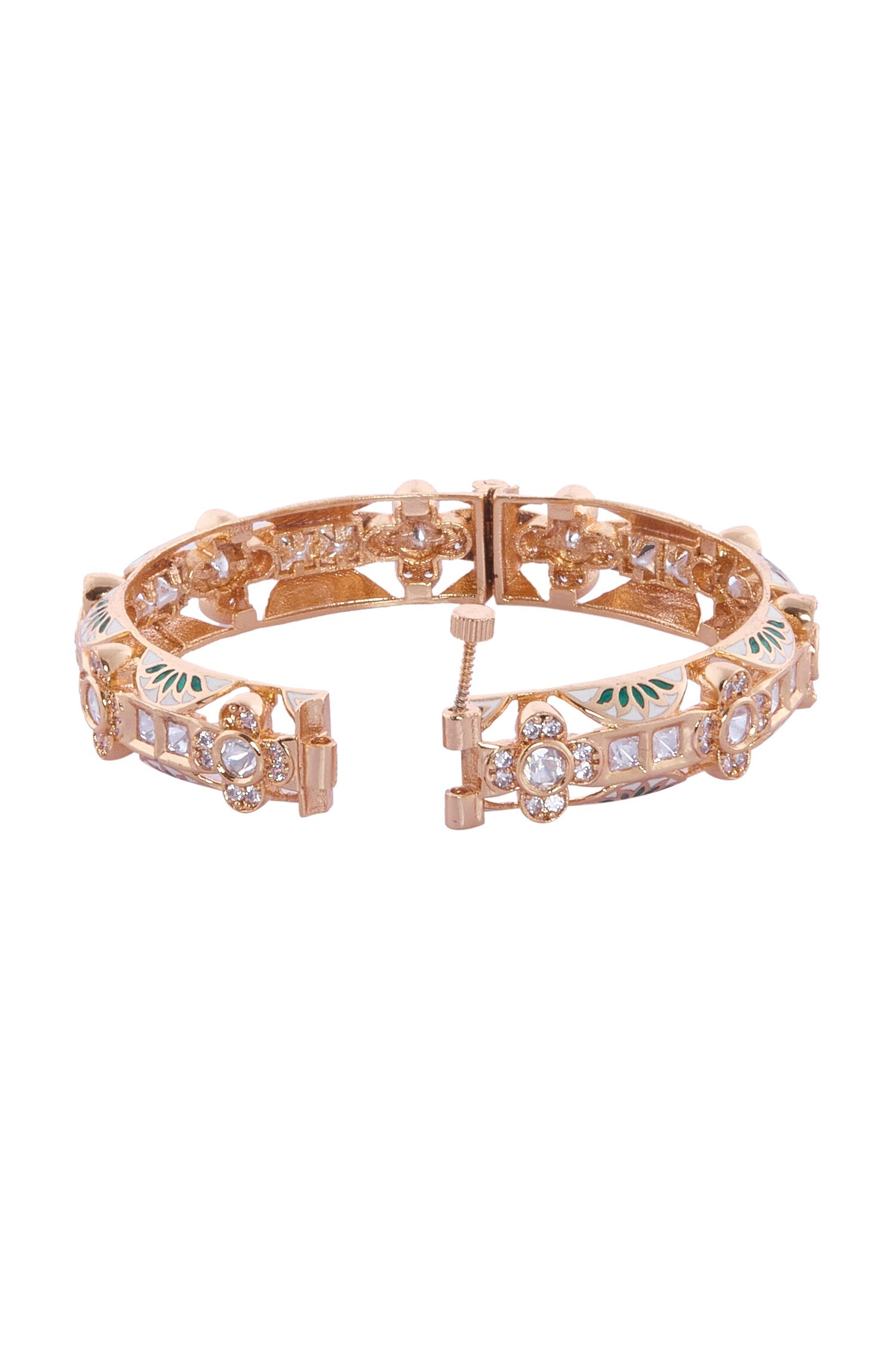 Cream & Green Decorative Bangle Set 