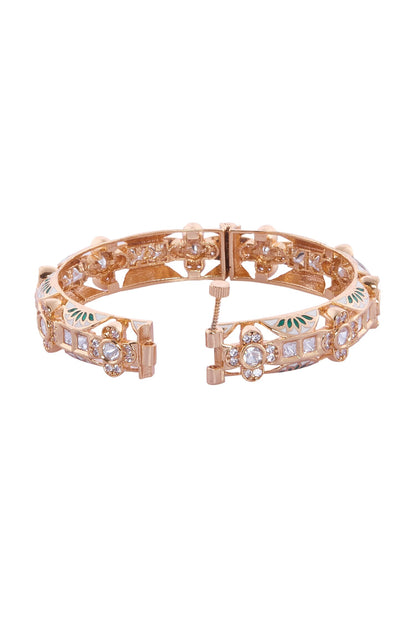 Cream & Green Decorative Bangle Set 