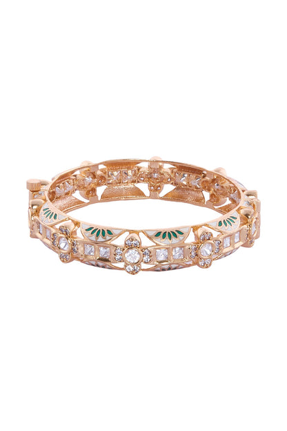 Cream & Green Decorative Bangle Set 