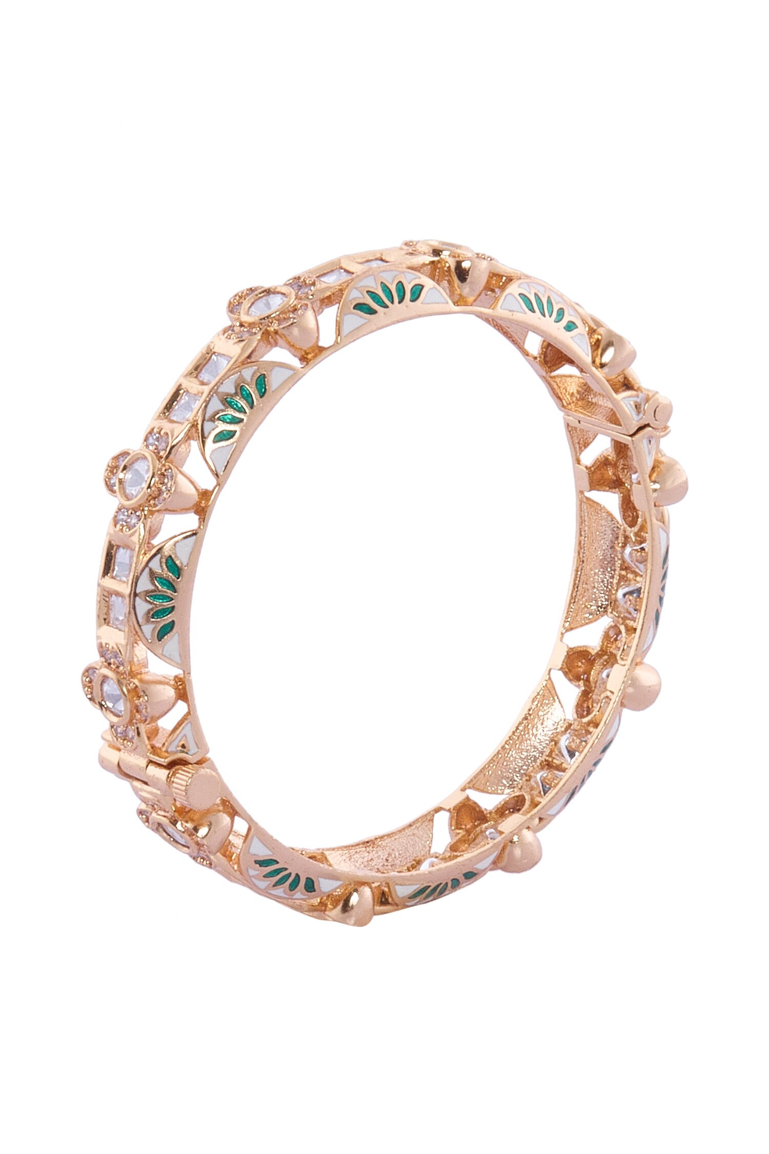Cream & Green Decorative Bangle Set 