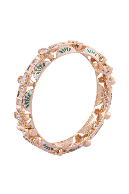 Cream & Green Decorative Bangle Set 