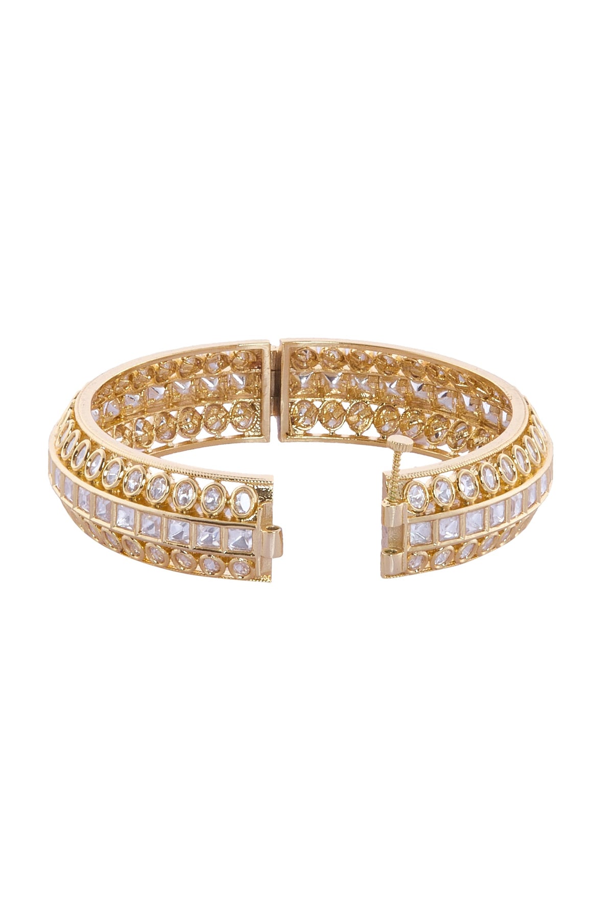 Gold Plated Stone Studded Bangle Set 
