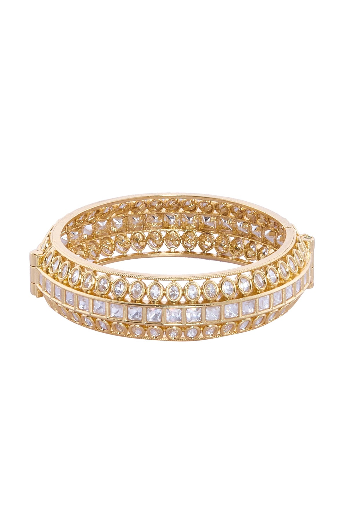 Gold Plated Stone Studded Bangle Set 