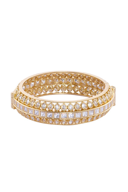 Gold Plated Stone Studded Bangle Set 