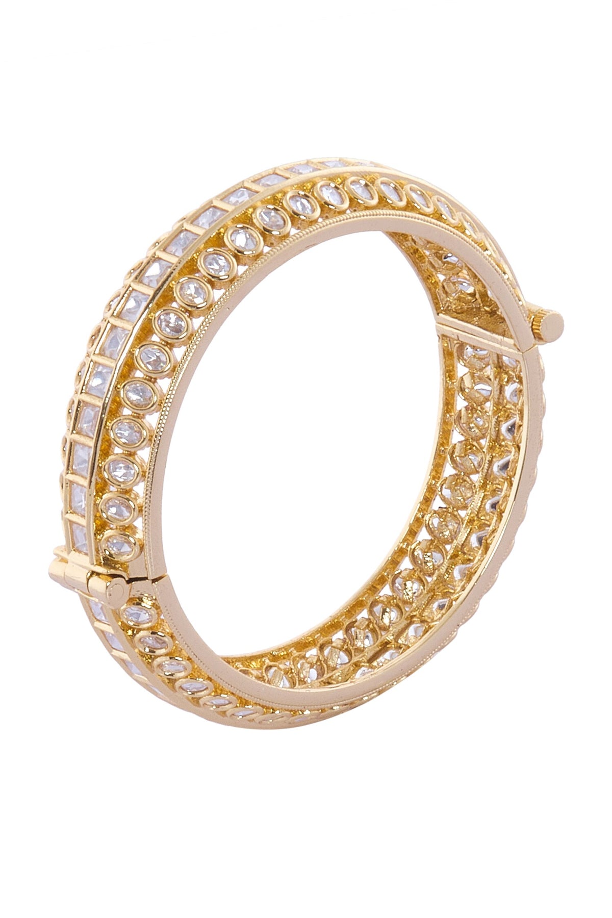 Gold Plated Stone Studded Bangle Set 