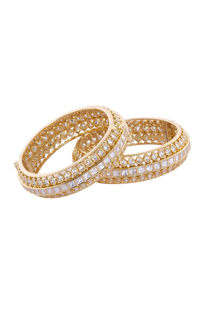 Gold Plated Stone Studded Bangle Set 