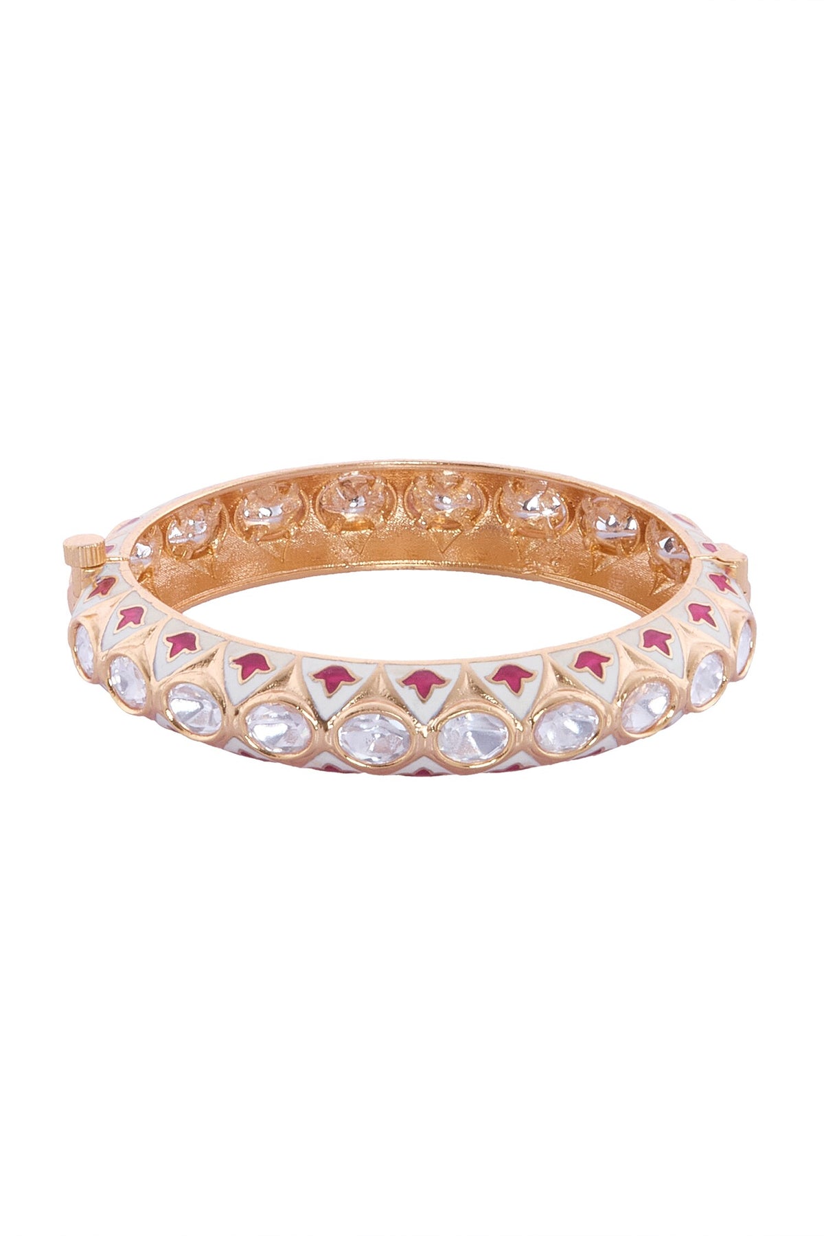 Cream & Red Stone Embellished Bangles Set 