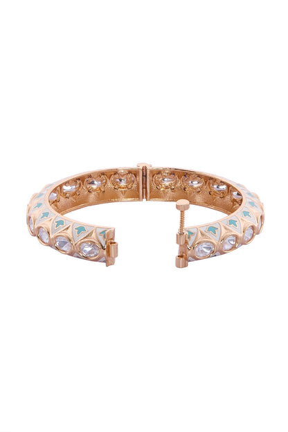 Cream & Mint Stone Embellished Bangles Set 