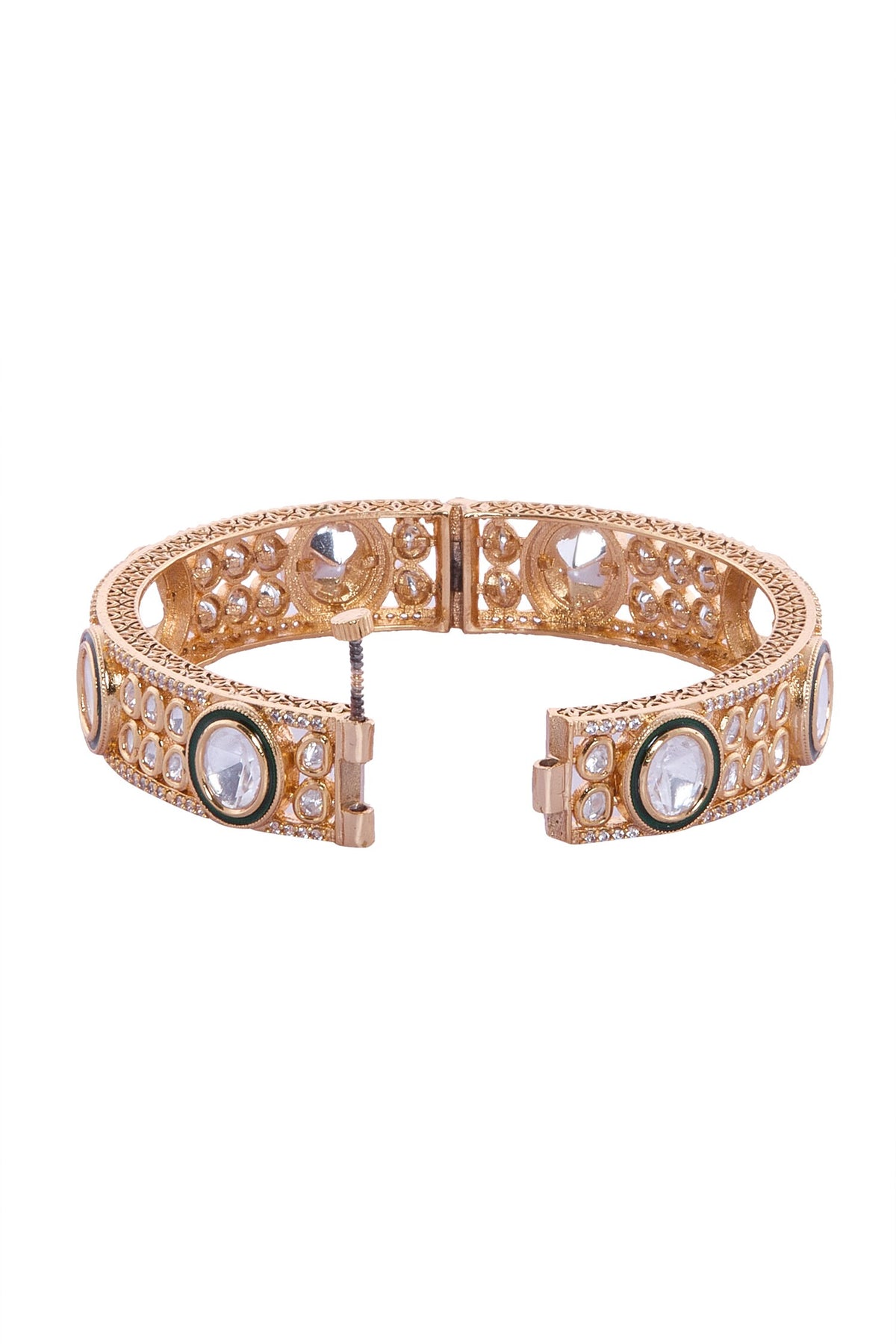 Gold & White Stone Embellished Bangles 