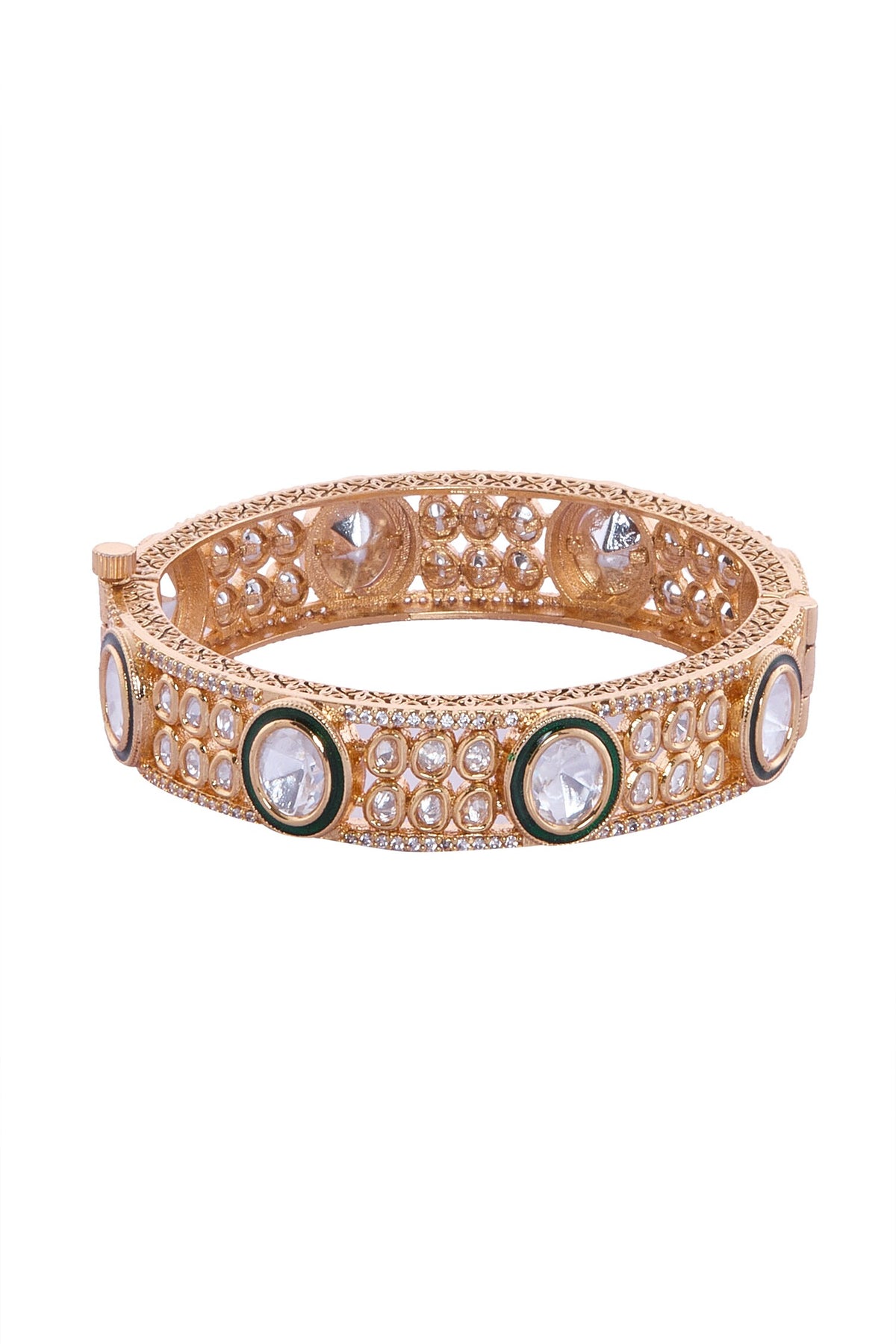Gold & White Stone Embellished Bangles 